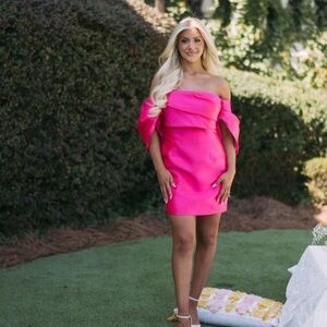 The Vintage Shop Pink Off-Shoulder Mini Dress